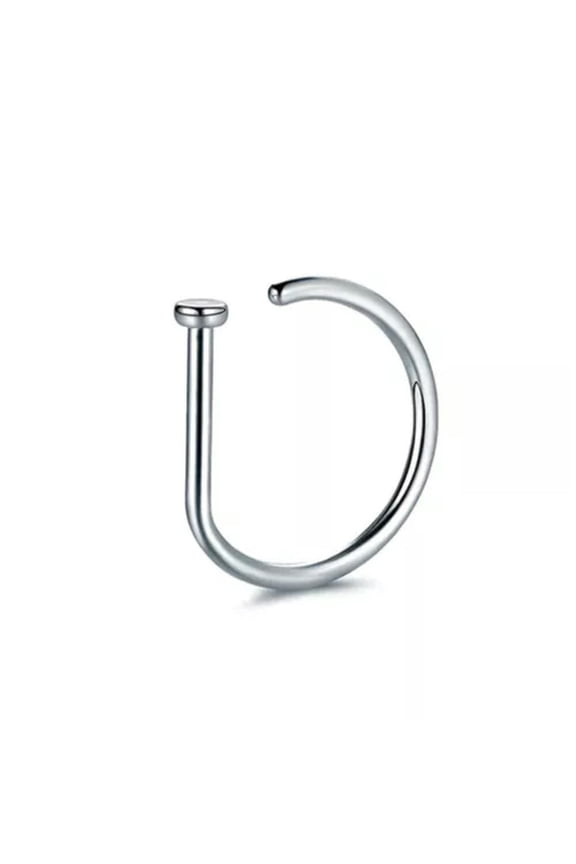 1pc Women D Shape Nose Ring Piercing Clip mouth Ring Fake Piercing Body Clip-Silver-1cm
