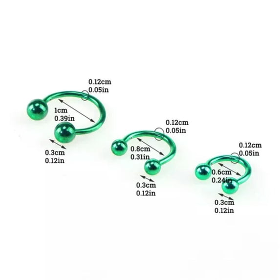 HOOUN 1pc Women Double Ball Stainless Steel Nose Ring Body Piercing Bone Clip Jewelry-green-6mm