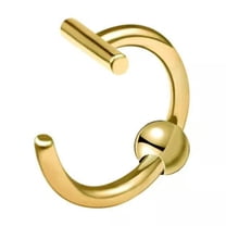 HOOUN 1pcs C-shaped Fake Nose Ring Labret Lip Ring Surgical Steel Piercing Clip On-Gold Bead-M