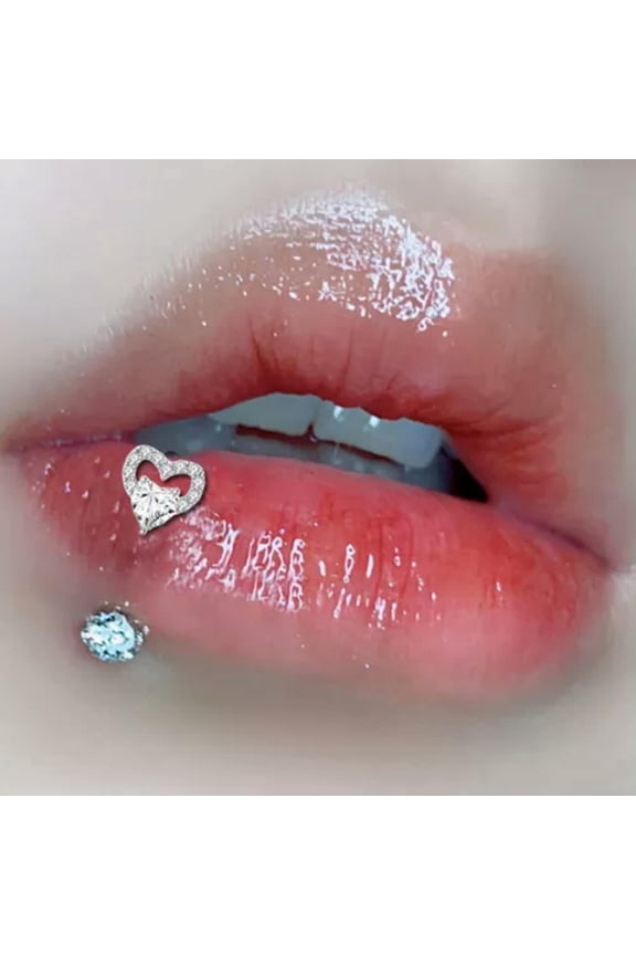1pcs Nose Ring Open Hoop Lip Piercing clip on Studs Stainless Steel Jewelry Lady-Peach Heart