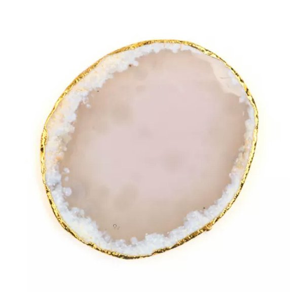 HOOUN 1x Natural Agate Geode Slices Druzy Crystal Coasters Cup Mat Pad Home Decor Gift-White