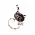 thumbnail image 1 of HOOUN 1x Natural Crystal Bowknot Cat Pendant Chakra Quartz Gemstone Reiki Healing Gift-Rhodochrosite-1PC (Random Pick), 1 of 5