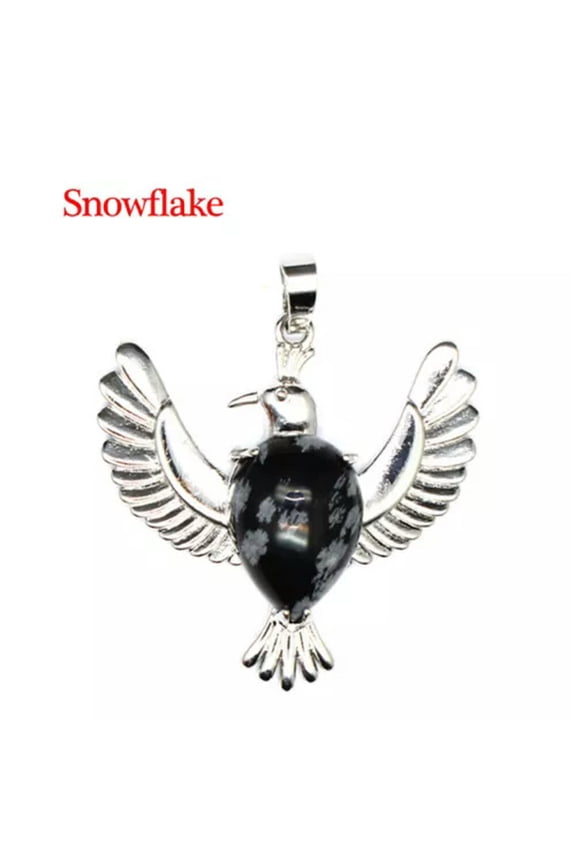 1x Natural Flying Eagle Wing Bird Waterdrop Crystal Pendant Animal Reiki Healing-Snowflake-1PC (Random Pick)