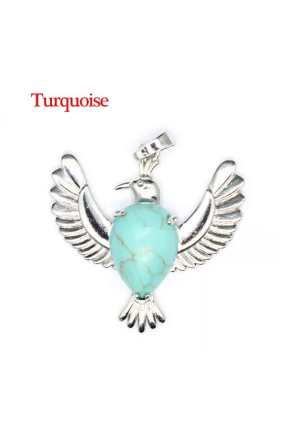 1x Natural Flying Eagle Wing Bird Waterdrop Crystal Pendant Animal Reiki Healing-Turquoise-1PC (Random Pick)