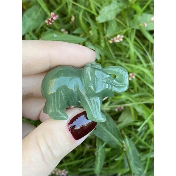 HOOUN 1x Natural Healing Crystal Stones Carved Figurine Turtle Elephant Gemstone Reiki-Aventurine