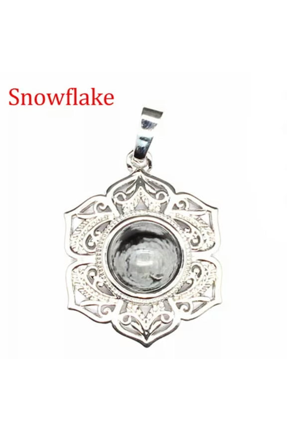 1x Round Bead Mini Crystal Flower Pendant Stone Gemstone Jewelry Healing Reiki-Snowflake-1PC (Random Pick)
