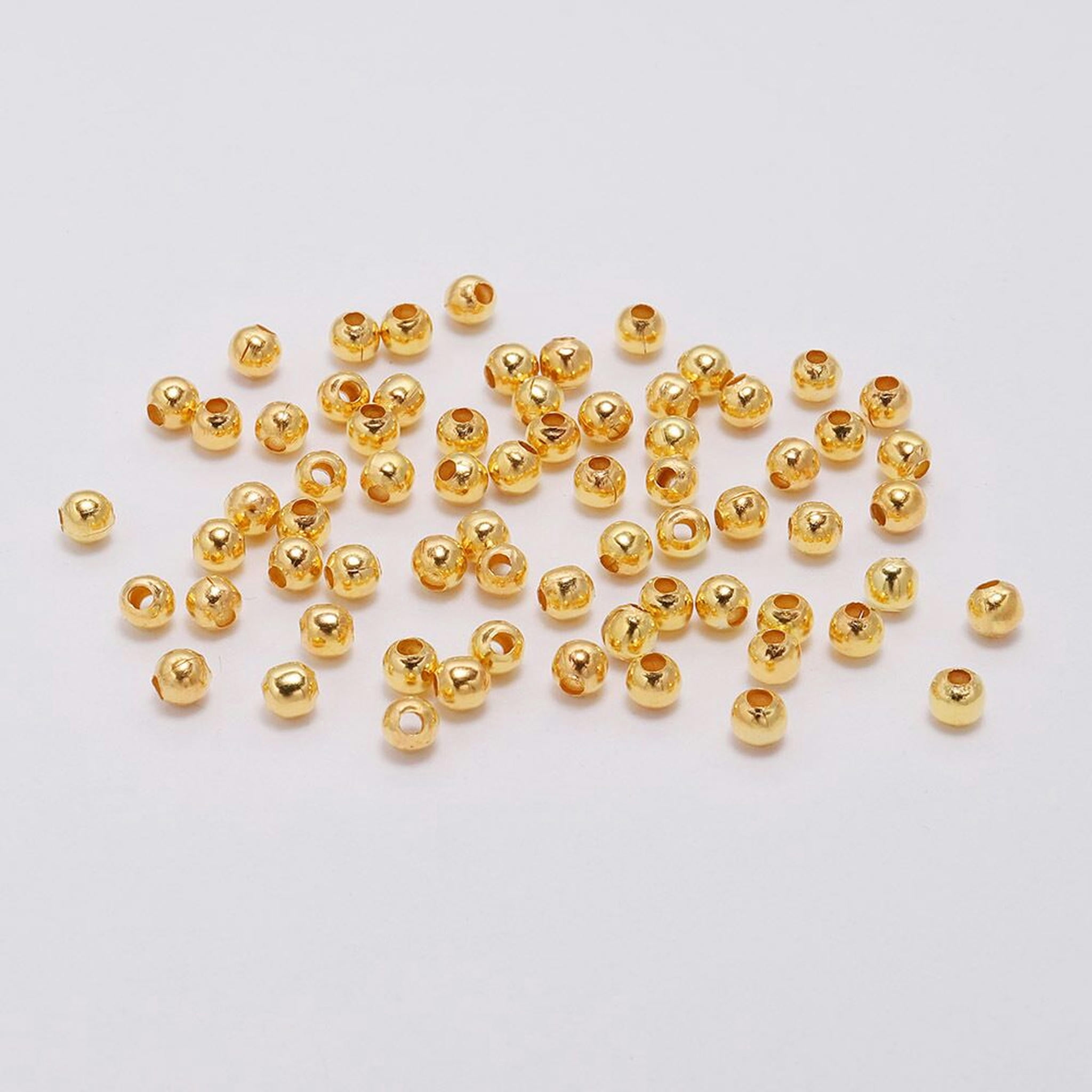 HOOUN 2~10MM 1000pcs Metal Ball Beads Round Loose Bead DIY Bracelet Necklace Jewelry-10MM-Gold Plated