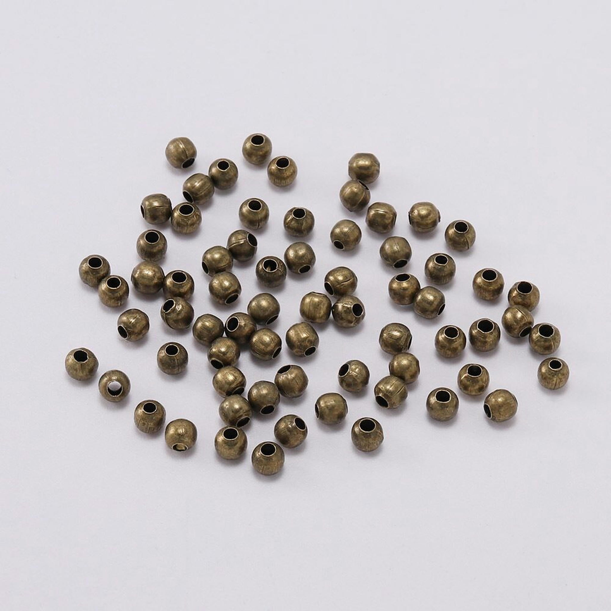 HOOUN 2~10MM 1000pcs Metal Ball Beads Round Loose Bead DIY Bracelet Necklace Jewelry-5MM-Bronze Plated