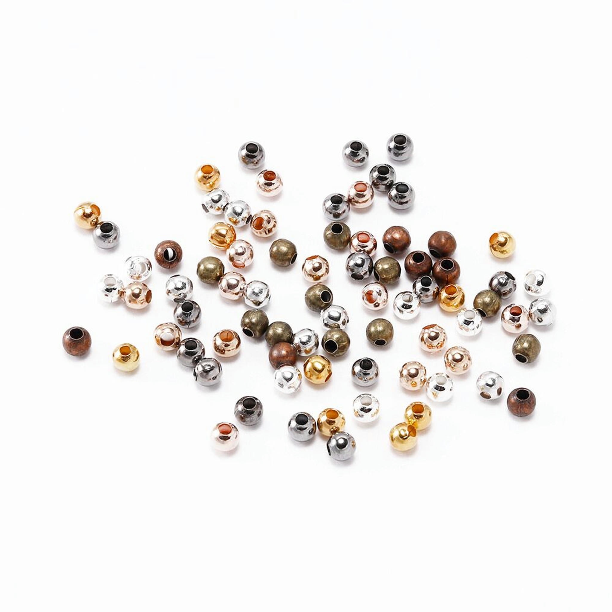 HOOUN 2~10MM 1000pcs Metal Ball Beads Round Loose Bead DIY Bracelet Necklace Jewelry-6MM-Colour Mixture