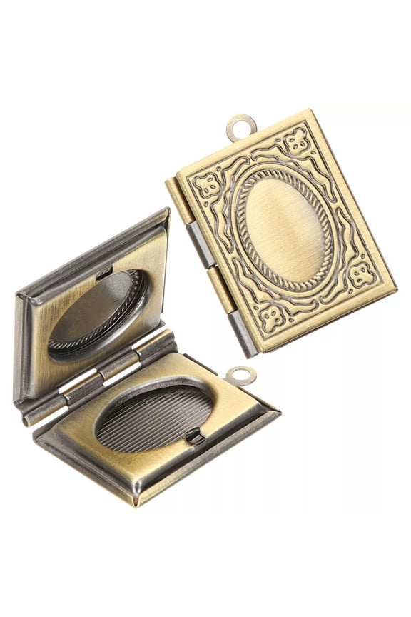 2 Pcs Book Frame Pendant Photo Charms Necklaces for Men Mini Bible
