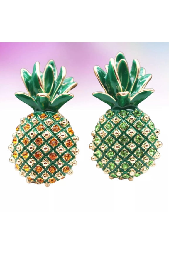 2 Pcs Dress Brooch Breastpin Hawaiian Pineapple Jewelry Rhinestones