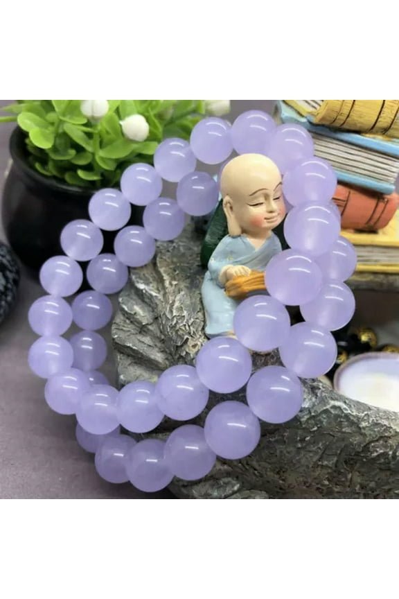 2 Pcs Genuine 6/8/10/12mm Natural Lavender Jade Round Gemstone Bracelet 7.5" AAA-8mm