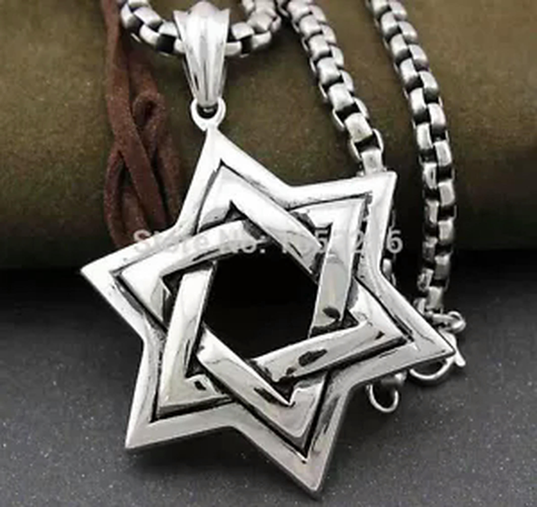 Israeli Star Chain HOOUN 20''-32'' Stainless steel Large jewish star of David Necklace ...