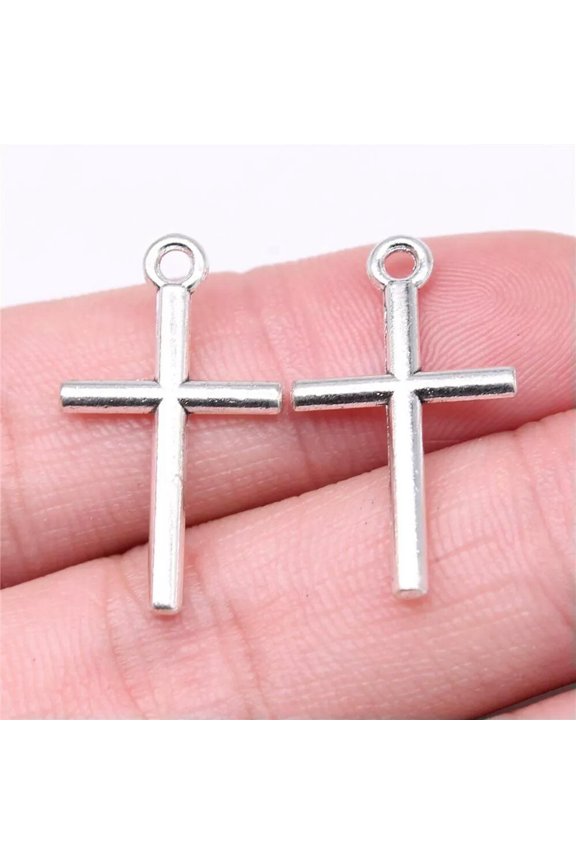 200 Pcs Antique Silver Cross Charms Pendant 26x15MM B16122