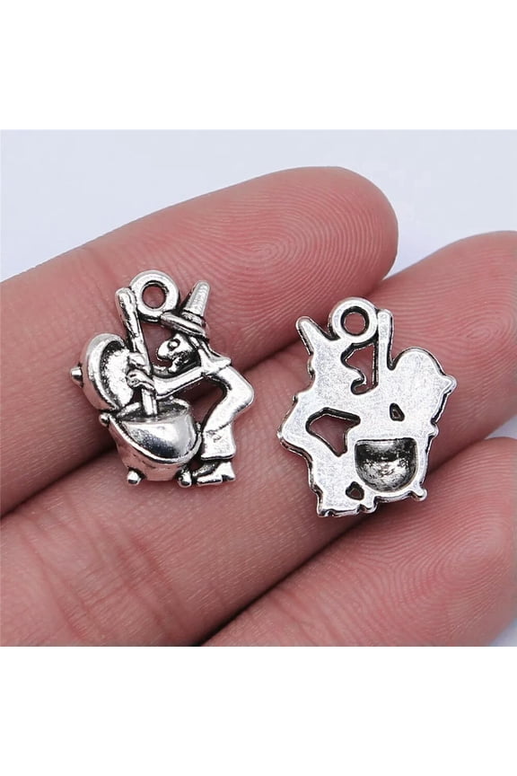 200 Pcs Antique Silver Witch Charms Pendant 17x14MM C14305