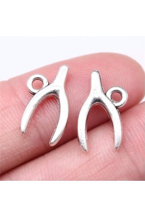 200 Pcs Antique Silver wish bone Charms Pendant 17x9MM B16210