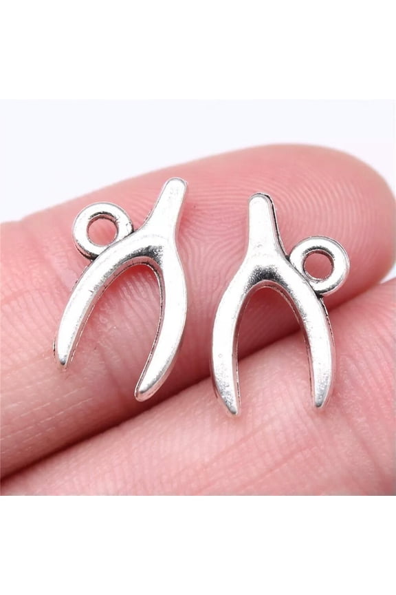 200 Pcs Antique Silver wish bone Charms Pendant 17x9MM B16210