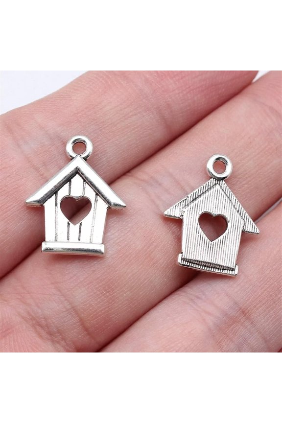200 Pcs Tibet Silver Heart House Charms Pendants 18X15MM Diy Crafts B17247