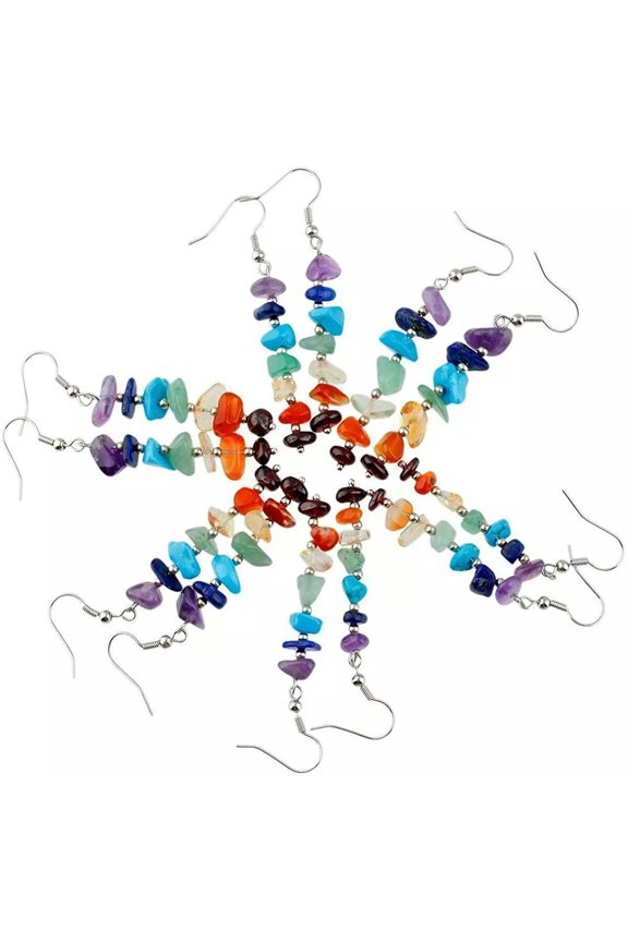 20Pairs Natural Stone 7 Chakra Earrings Women Reiki Healing Amulet Enery Gift