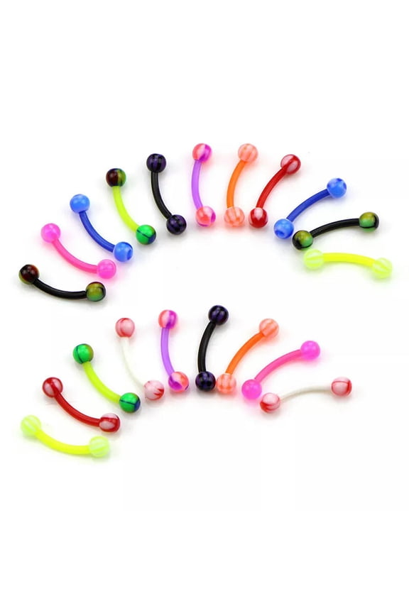 20Pcs/Set Curved Ball Barbell Eyebrow Rings Body Bar Tragus Piercing Jew.-lq@