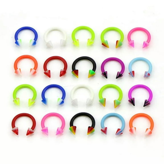 HOOUN 20Pcs/Set Curved Barbell Acrylic Nose Rings Hoop Jewelry Cartilage Piercing A:yy