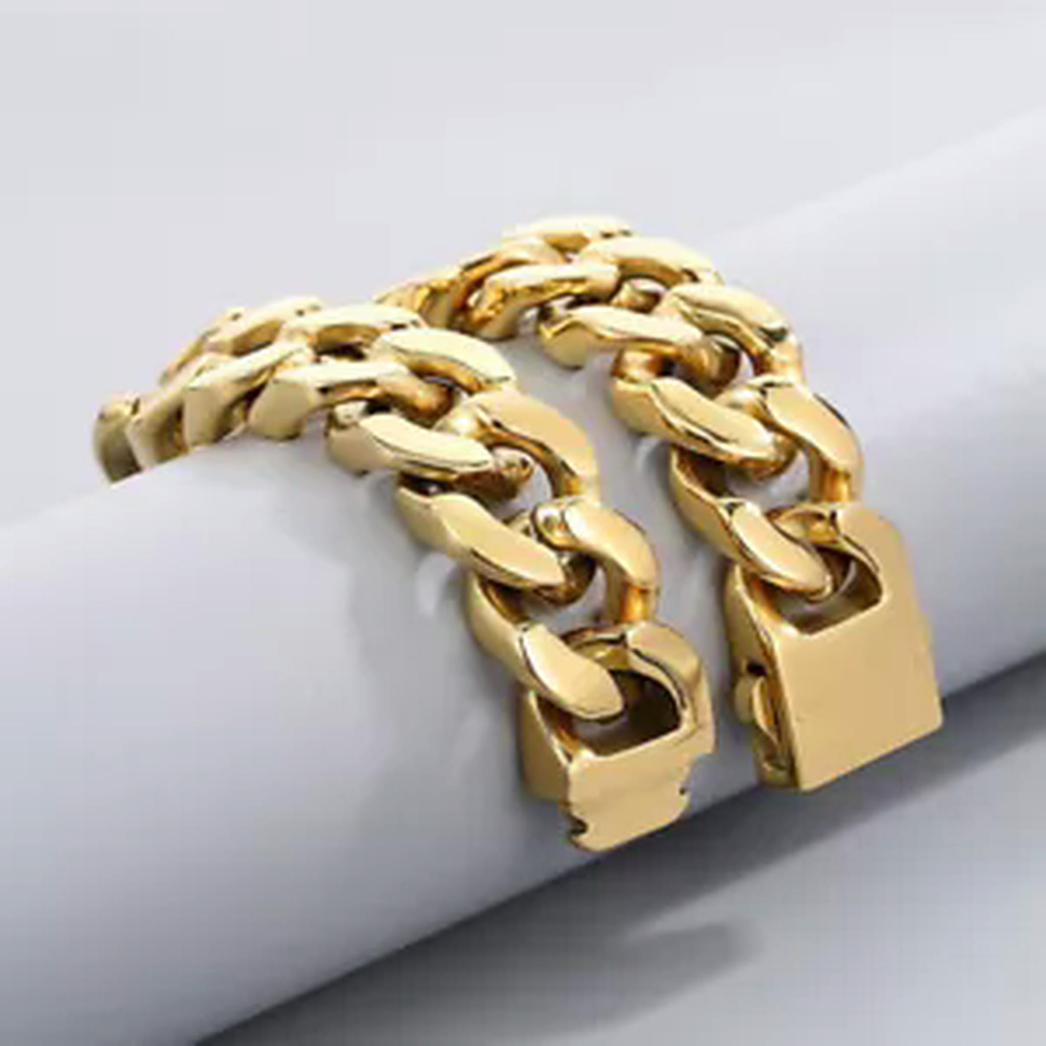 Gold Bracelet Men's Diamond Cut Bracelet 14K Gold Plated On Solid