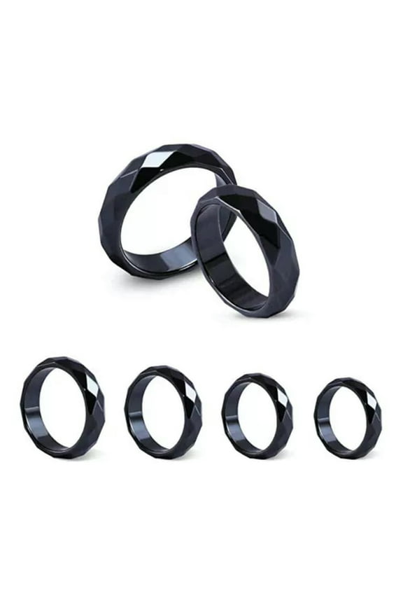 20pcs Hematite Ring - Diamond Cut Hematite Pain Relief 6mm Band Ring
