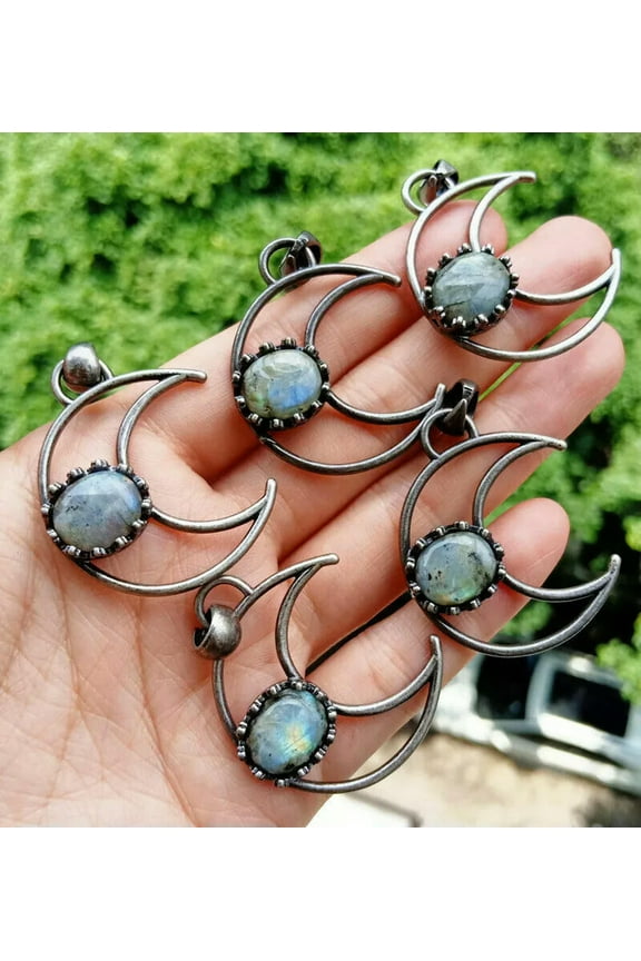 20pcs Labradorite Vary Gems Stone Moon Pendants Energy Reiki Healing Amulet
