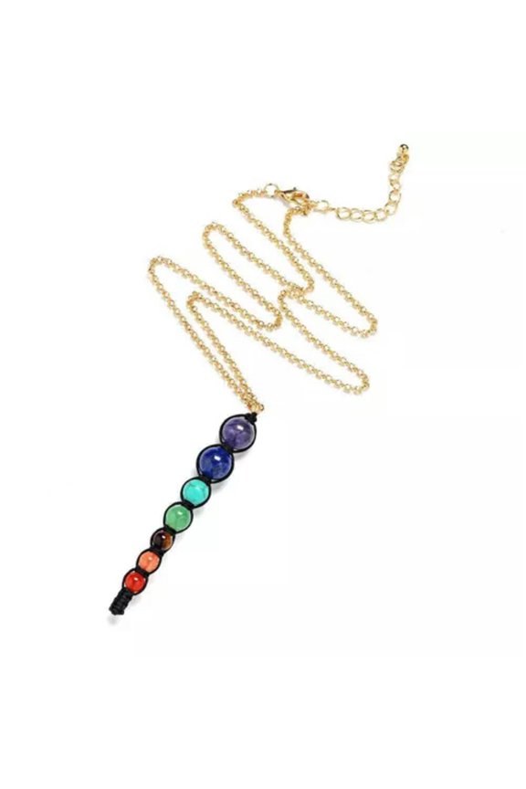20pcs Multicolor 7 Chakra Healing Balance Beads Necklace Women Yoga Jewelry -A