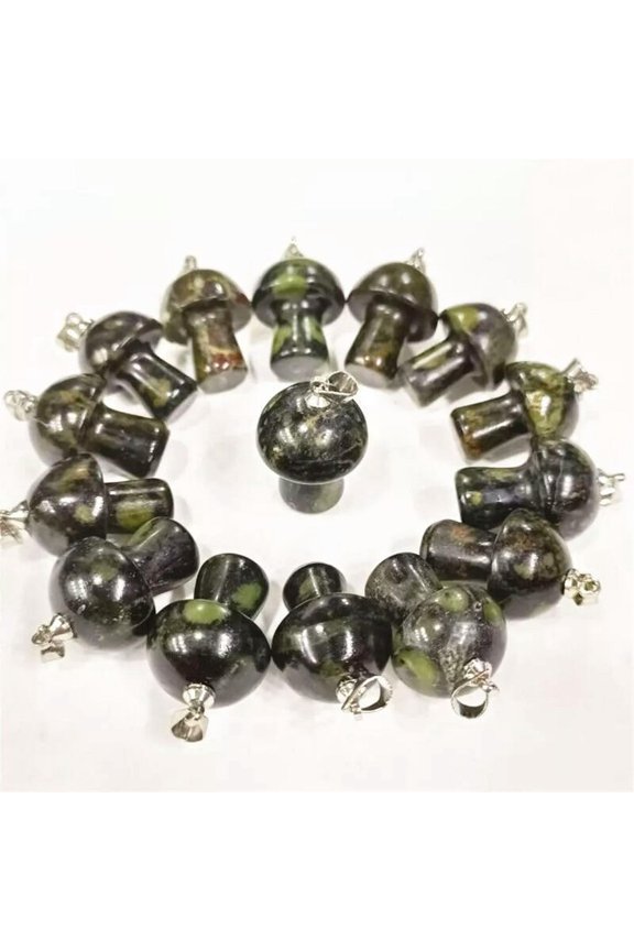 20pcs Natural Kambaba Japer Stone Mushroom Pendants Prism Magic Wand Energy