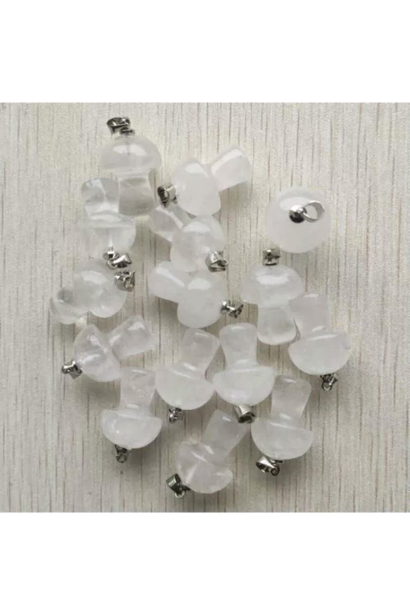 20pcs Natural Stone Quartz Crystal Mushroom Pendants Jewelry Accessories Making-white crystal