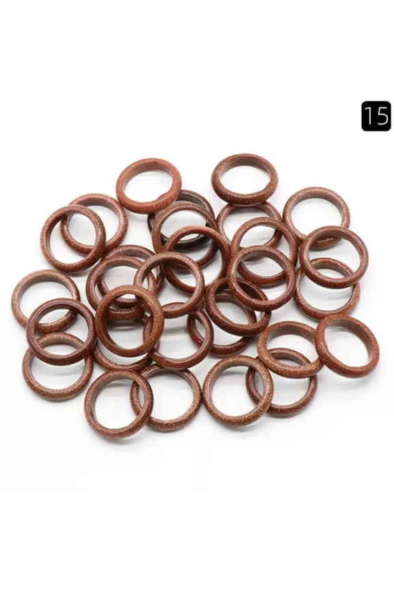 20pcs Ring Jewelry Natural Agate Gemstone Mix Colorful Rings Wholesale Lots-Gold sand stone-内径18~20mm