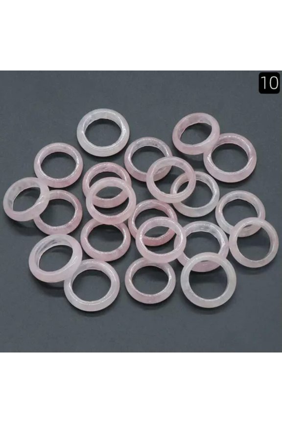 20pcs Ring Jewelry Natural Agate Gemstone Mix Colorful Rings Wholesale Lots-Rose Quartz-内径18~20mm
