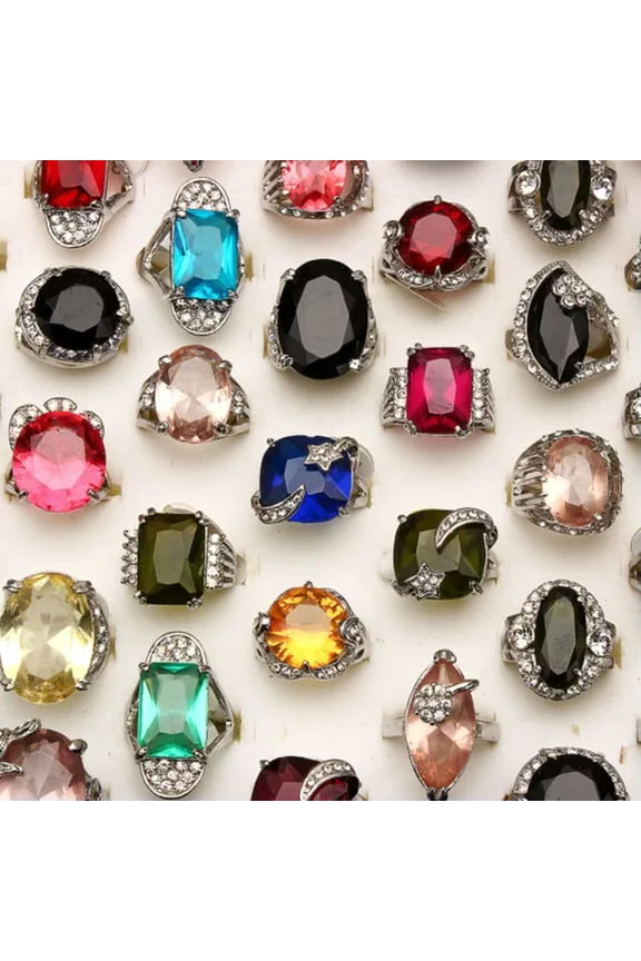 20pcs Women Lady's Jewelry Wholesale Mixed Lots Big Cubic Zircon Rings