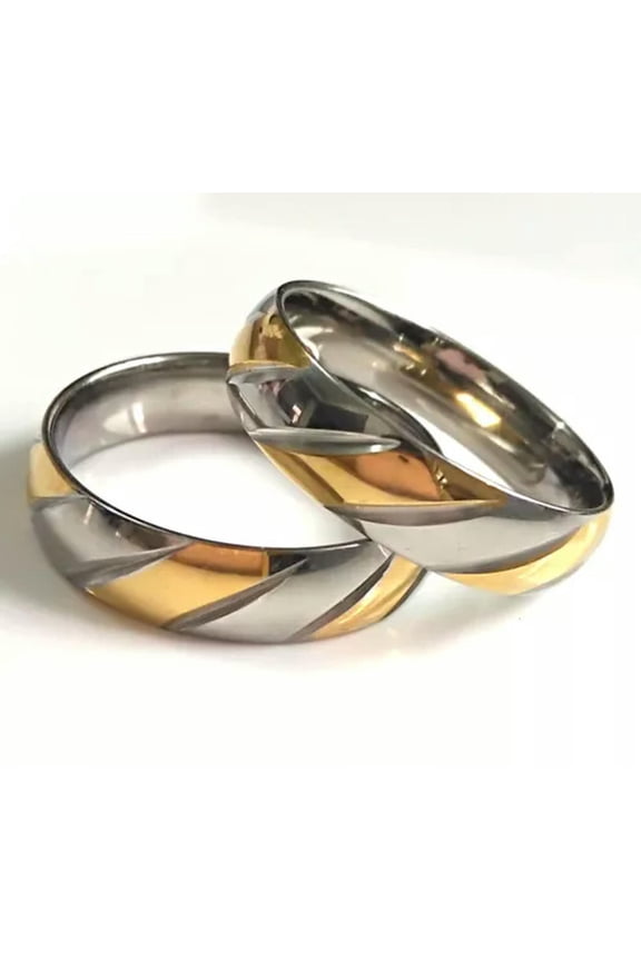 20x Knife Cut 6mm Silver Gold plate 316L Quality Stainless steel Band Ring