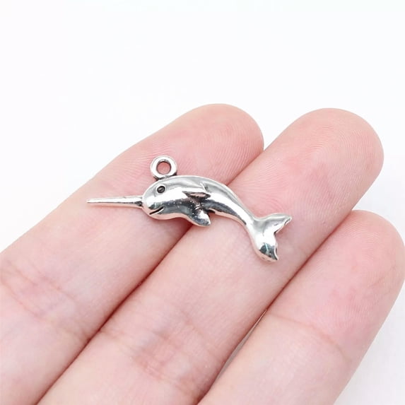 HOOUN 220 Pcs Antique Silver whale Charms Pendant 27x17MM B16752