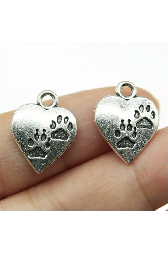 230 Pcs Antique Silver Claw printing Heart Charms Pendant 17x13MM C108