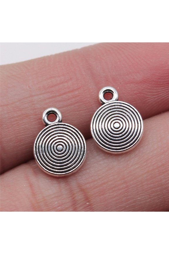 230 Pcs Multicolor Tibet Silver Circle Charms Pendants 12X9MM 0.7g Diy B14811-Tibet Silver-230 PCS