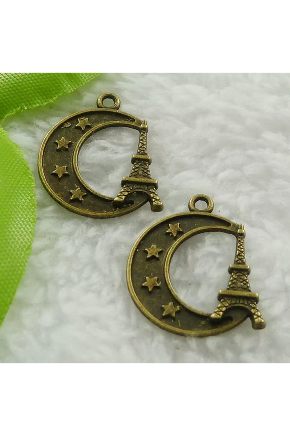 240 pcs bronze plated moon tower charms 22x20mm B775