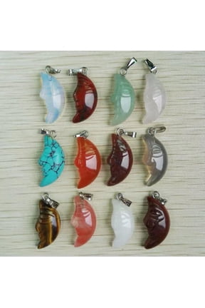24pcs Fashion Natural stone Moon mother pendant charms Crescent stone pendants