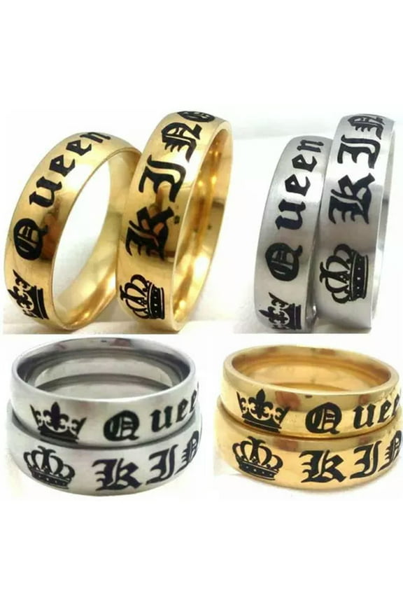 24pcs King Queen Rings HIS QUEEN And HER KING ring Romantic Stainless Steel Ring
