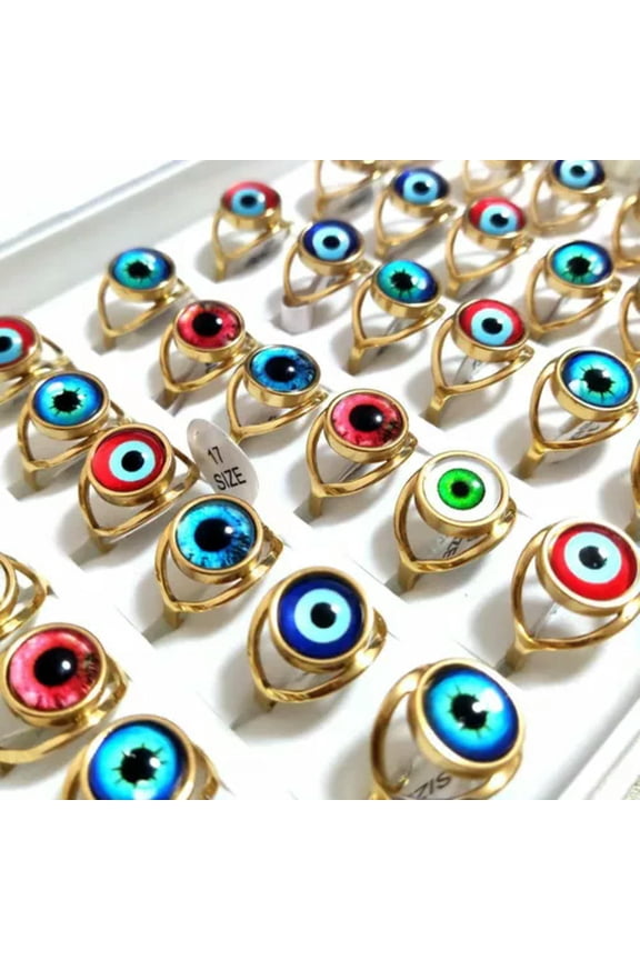 25pcs Luxury New Design Evil Eye Ring For Women Stainless Steel Demon Eye Rings