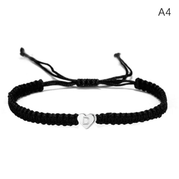 HOOUN 26 Letter Heart Bracelets For Women Men A-Z Initials Name Braided Rope Bracel:yq-A4