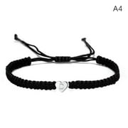 HOOUN 26 Letter Heart Bracelets For Women Men A-Z Initials Name Braided Rope Bracelyq-A4