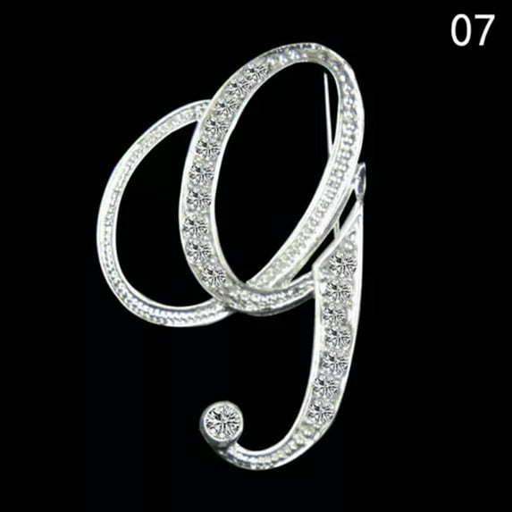 HOOUN 26 Letters Crystal Rhinestone Alphabet Brooch Pin Wedding Women Jewellery-G