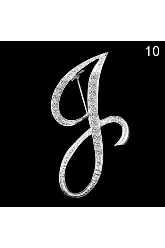 26 Letters Crystal Rhinestone Alphabet Brooch Pin Wedding Women Jewellery-J