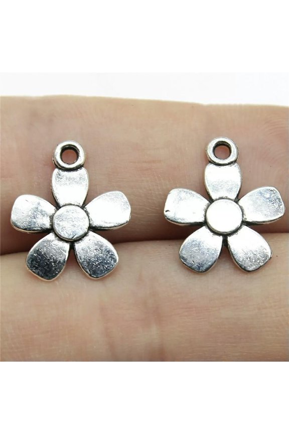 260 Pcs Antique Silver Flower Charms Pendant 17x14MM C10315