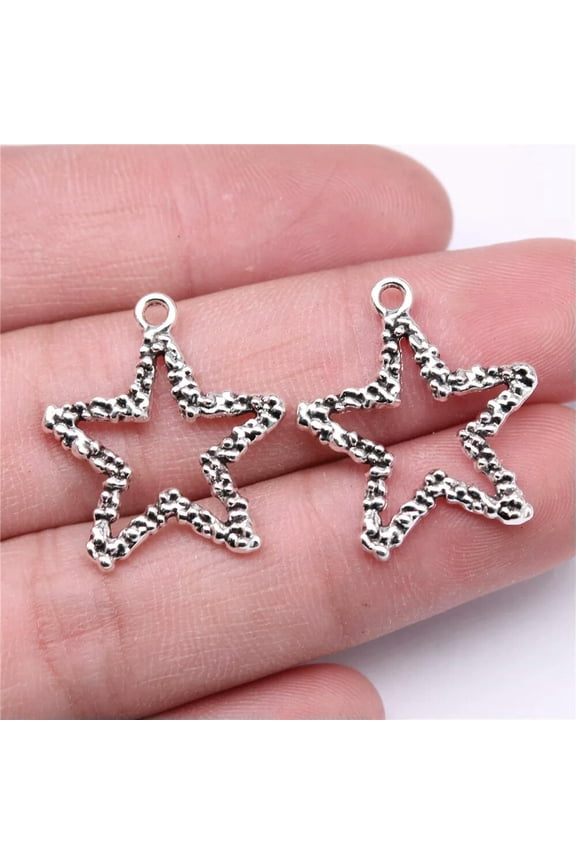 260 Pcs Antique Silver Star Charms Pendant 26x21MM C14933