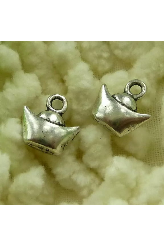 270 Pcs Tibetan Silver Shoe-Shaped Gold Ingot Charms Pendant 10X10MM S2856