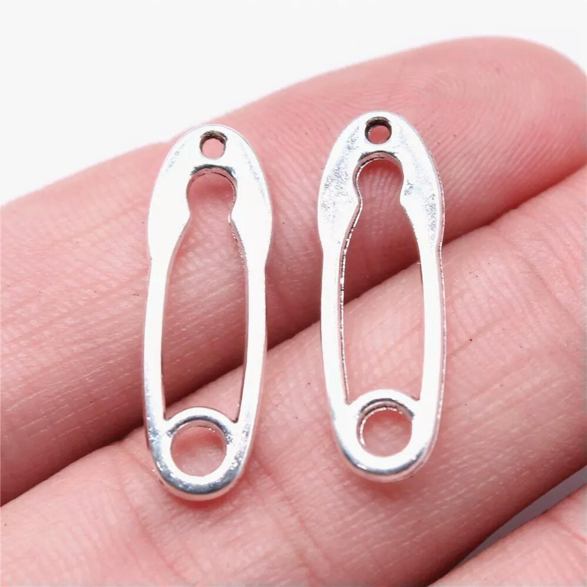 HOOUN 280 Pcs Antique Silver safety pin Charms Pendant 25x8MM B15824
